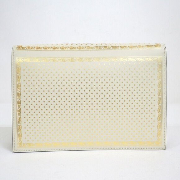 Gucci Clutch Logo Star Leather Silver White Gold - Picture 2 of 8